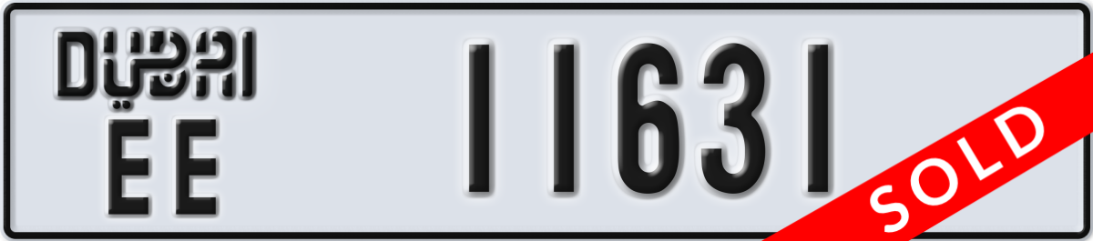 dubai License Plate Number 11631 Code EE