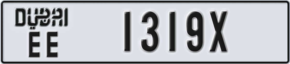 dubai License Plate Number 1319X Code EE