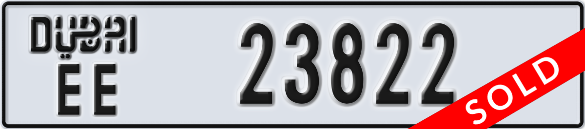 dubai License Plate Number 23822 Code EE