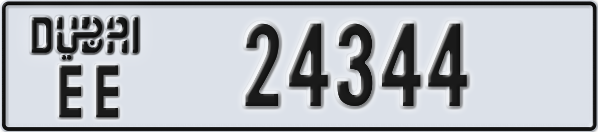 dubai License Plate Number 24344 Code EE