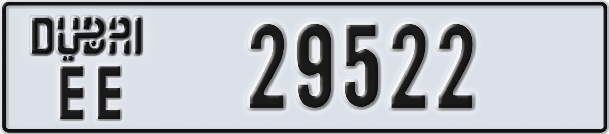 dubai License Plate Number 29522 Code EE