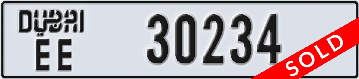 dubai License Plate Number 30234 Code EE