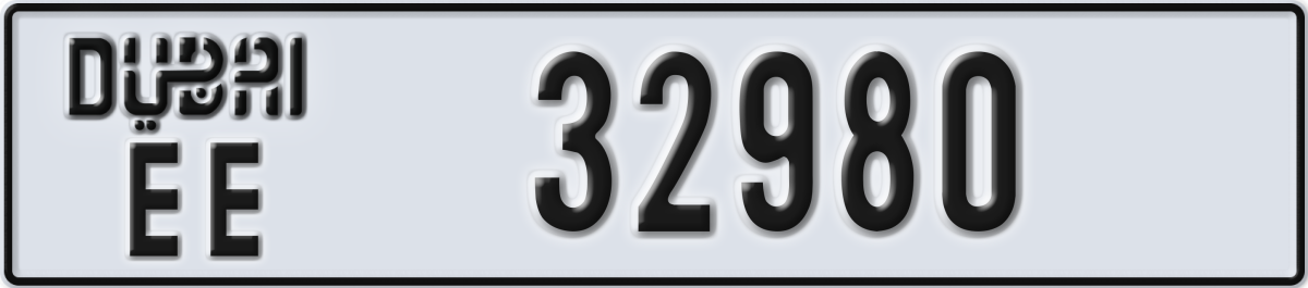dubai License Plate Number 32980 Code EE