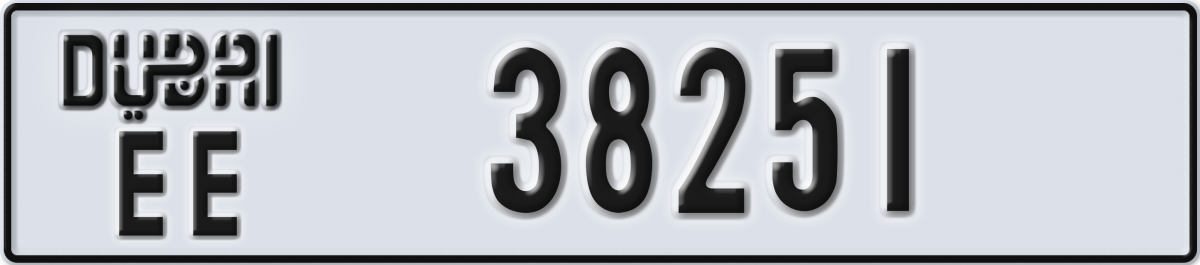 dubai License Plate Number 38330 Code EE