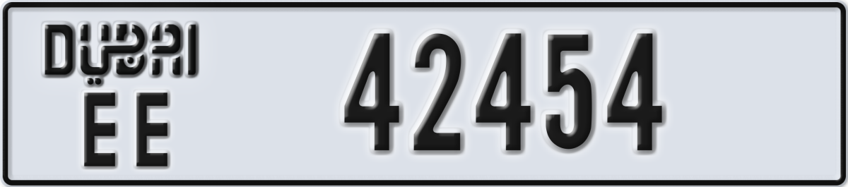 dubai License Plate Number 42454 Code EE