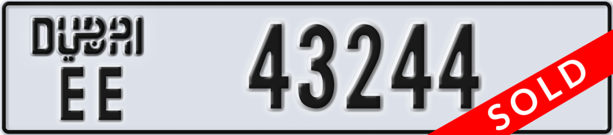 dubai License Plate Number 43244 Code EE