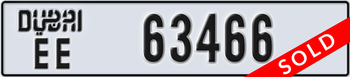 dubai License Plate Number 63466 Code EE