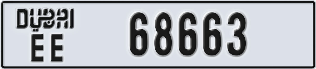 dubai License Plate Number 68663 Code EE
