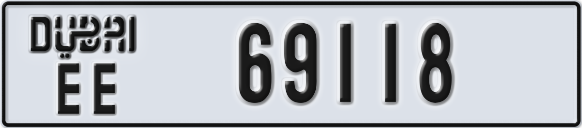 dubai License Plate Number 69118 Code EE