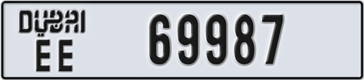 dubai License Plate Number 69987 Code EE
