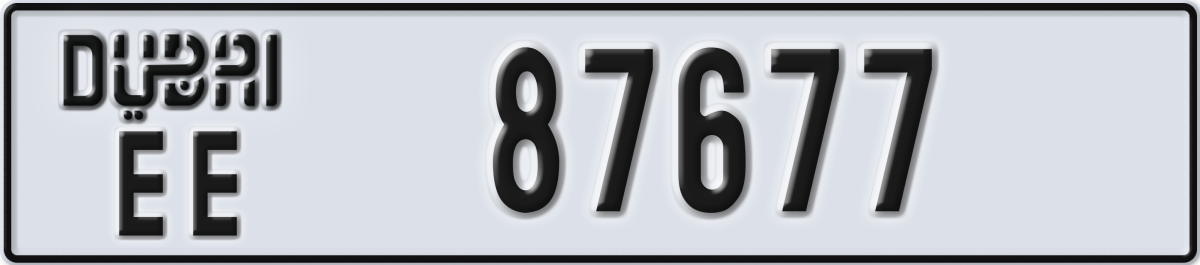 dubai License Plate Number 87677 Code EE