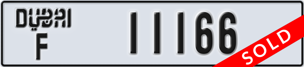 dubai License Plate Number 11166 Code F