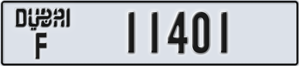 dubai License Plate Number 11401 Code F