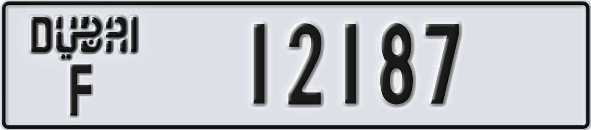 dubai License Plate Number 12187 Code F