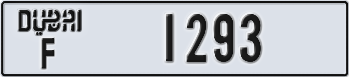 dubai License Plate Number 1293 Code F