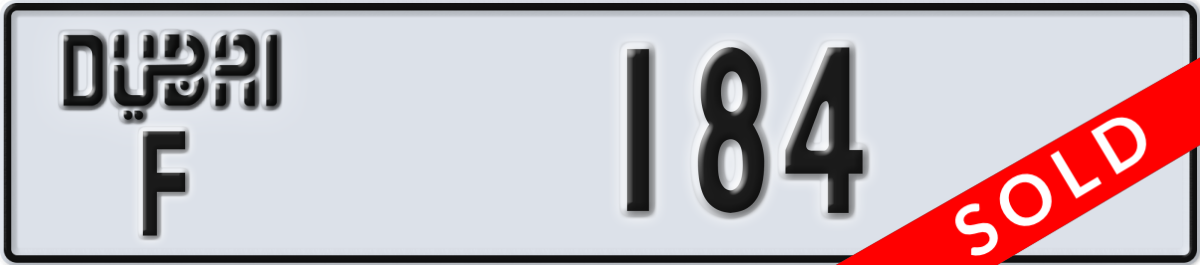 dubai License Plate Number 184 Code F