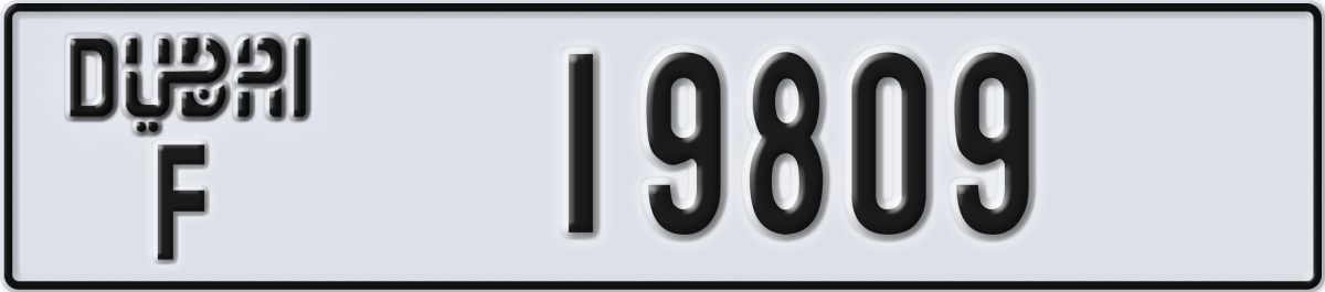 dubai License Plate Number 19809 Code F