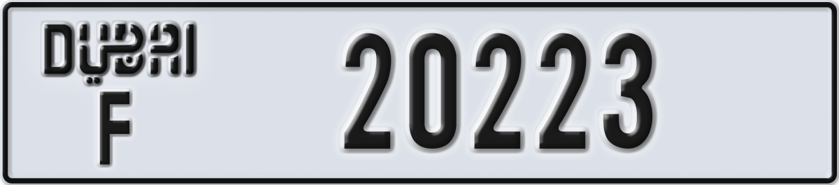 dubai License Plate Number 20223 Code F