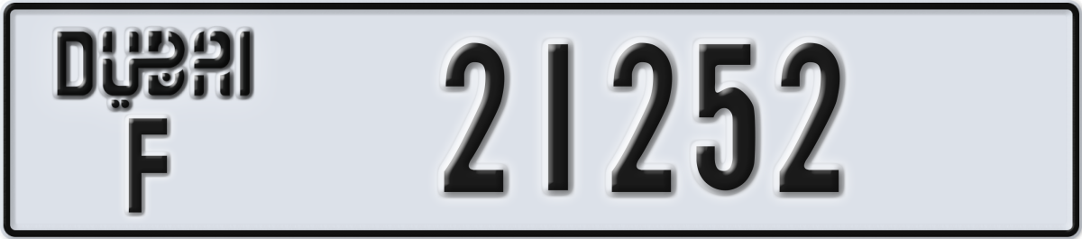 dubai License Plate Number 21252 Code F