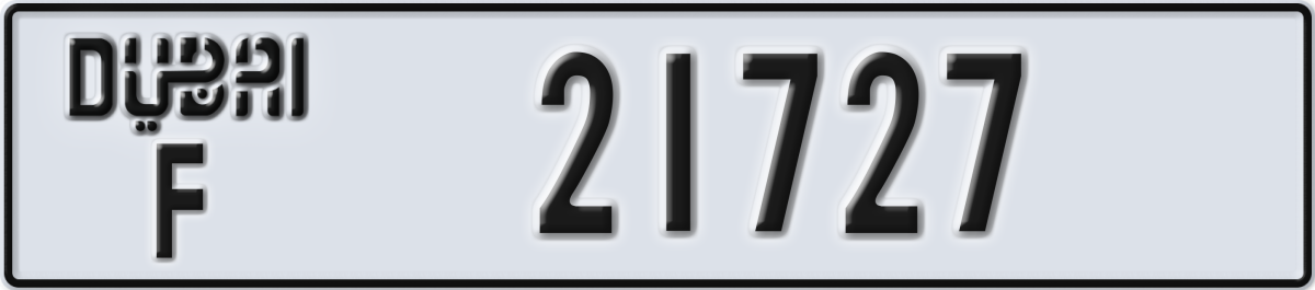 dubai License Plate Number 21727 Code F