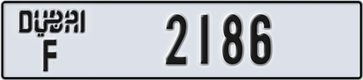 dubai License Plate Number 2186 Code F