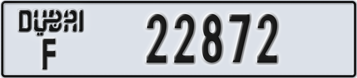 dubai License Plate Number 22872 Code F