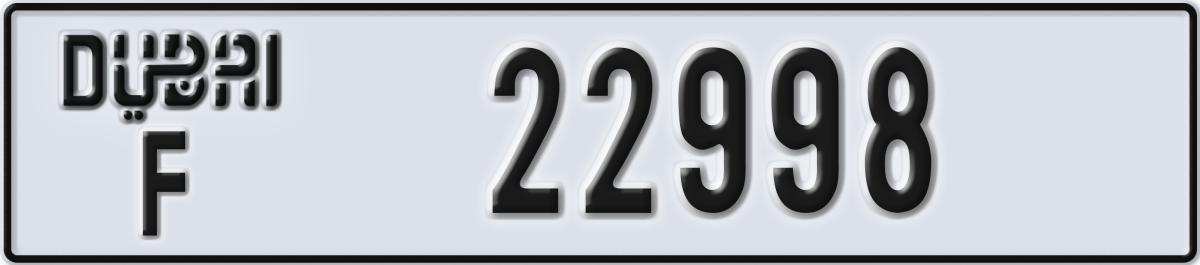 dubai License Plate Number 22998 Code F