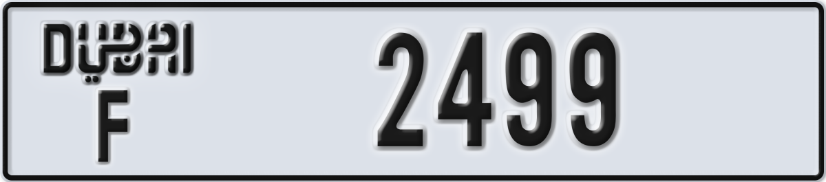 dubai License Plate Number 2499 Code F