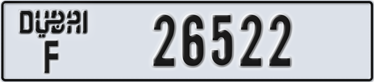 dubai License Plate Number 26522 Code F