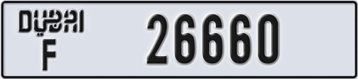 dubai License Plate Number 26660 Code F