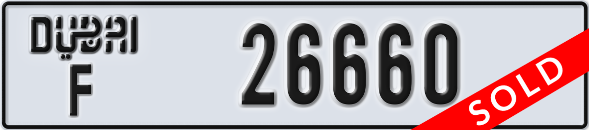 dubai License Plate Number 26660 Code F
