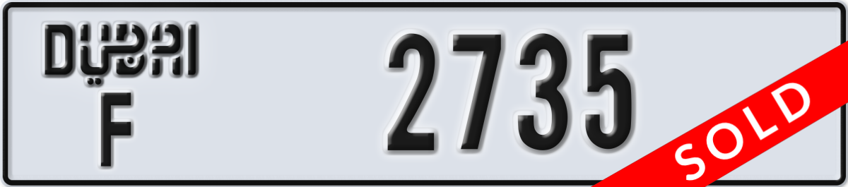 dubai License Plate Number 2735 Code F