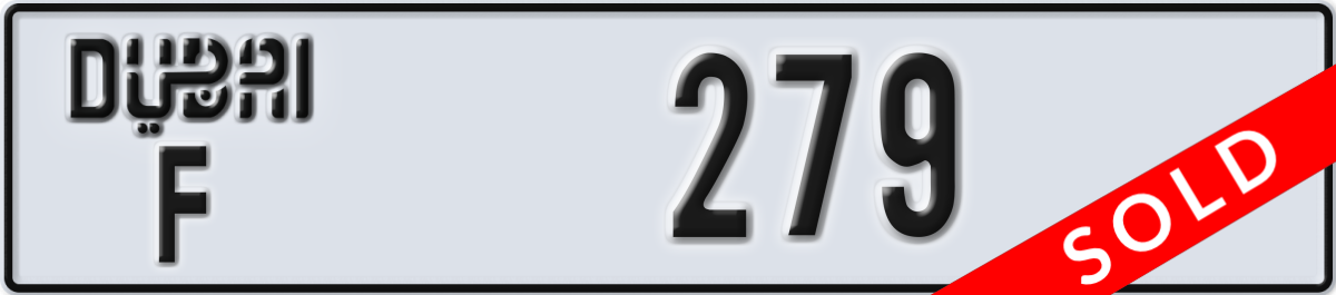 dubai License Plate Number 279 Code F