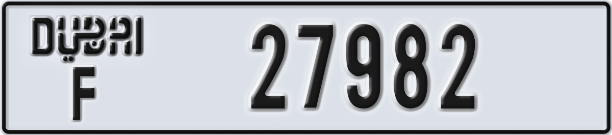 dubai License Plate Number 27982 Code F