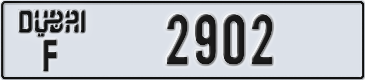 dubai License Plate Number 2902 Code F