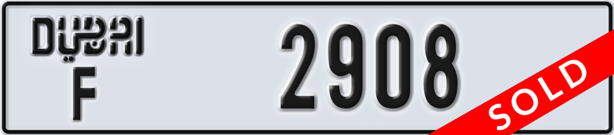 dubai License Plate Number 2908 Code F