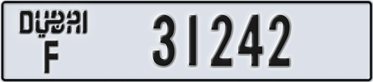 dubai License Plate Number 31242 Code F