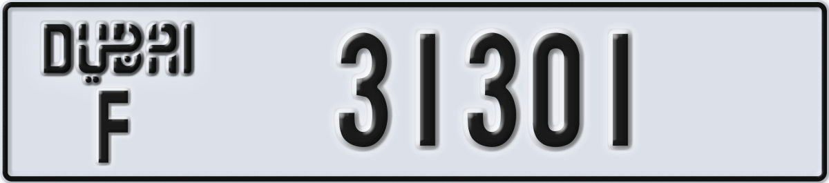 dubai License Plate Number 31301 Code F