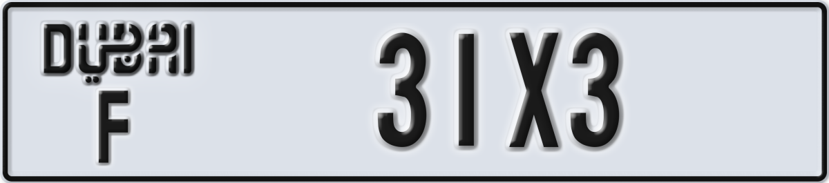 dubai License Plate Number 31X3 Code F