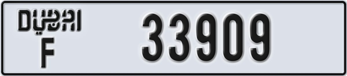 dubai License Plate Number 33909 Code F