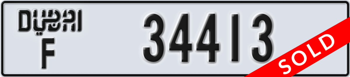 dubai License Plate Number 34413 Code F