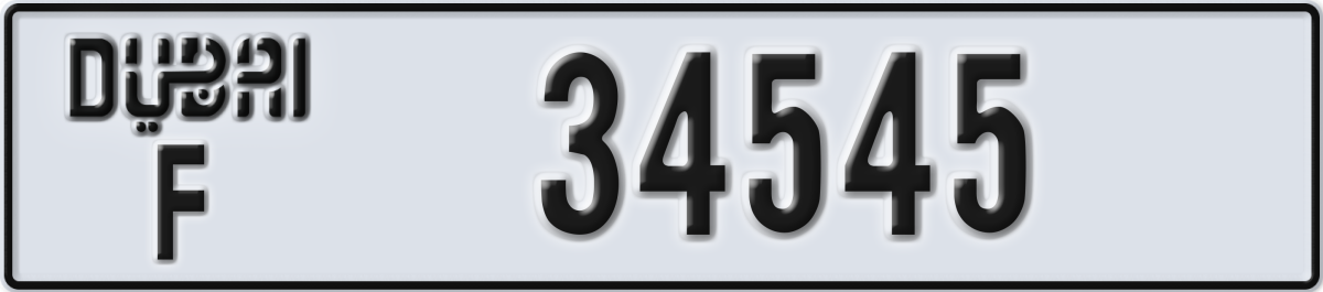 dubai License Plate Number 34545 Code F