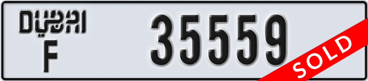 dubai License Plate Number 35559 Code F