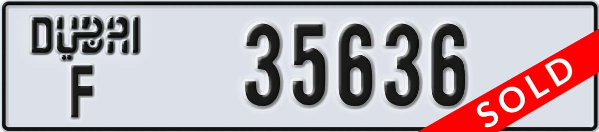 dubai License Plate Number 35636 Code F