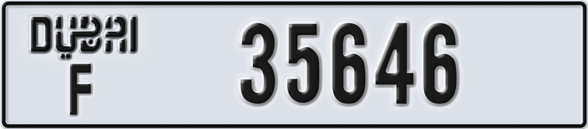 dubai License Plate Number 35646 Code F