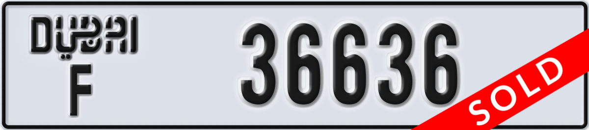 dubai License Plate Number 36636 Code F