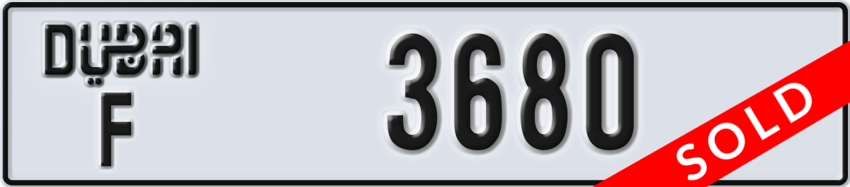 dubai License Plate Number 3680 Code F