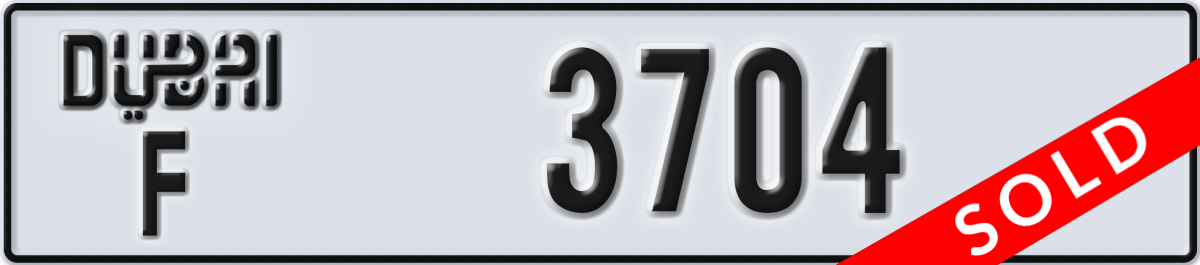 dubai License Plate Number 3704 Code F