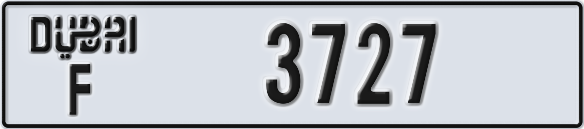 dubai License Plate Number 3727 Code F