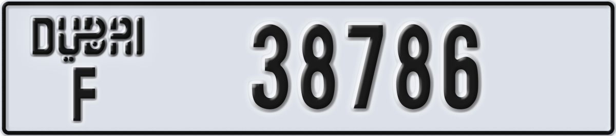 dubai License Plate Number 38786 Code F